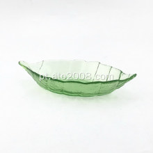 Placa de prato de vidro de folha verde